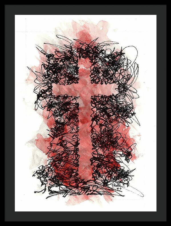 Chaos Order Cross 04 - Sorrowful Red - Framed Print