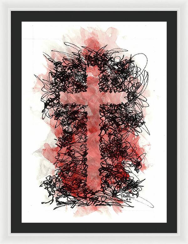 Chaos Order Cross 04 - Sorrowful Red - Framed Print