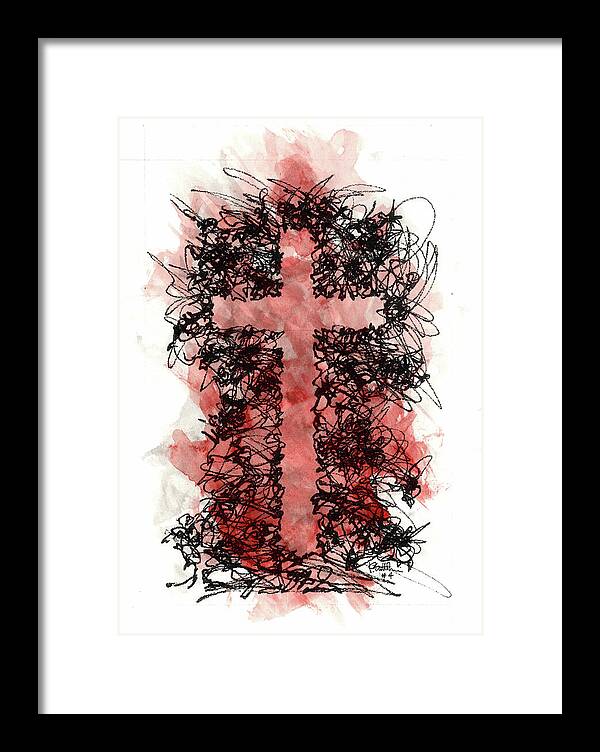 Chaos Order Cross 04 - Sorrowful Red - Framed Print