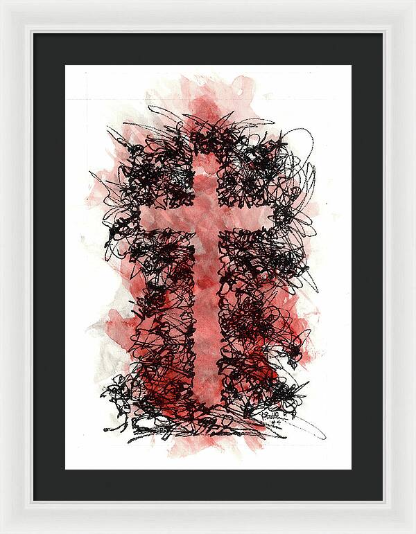 Chaos Order Cross 04 - Sorrowful Red - Framed Print