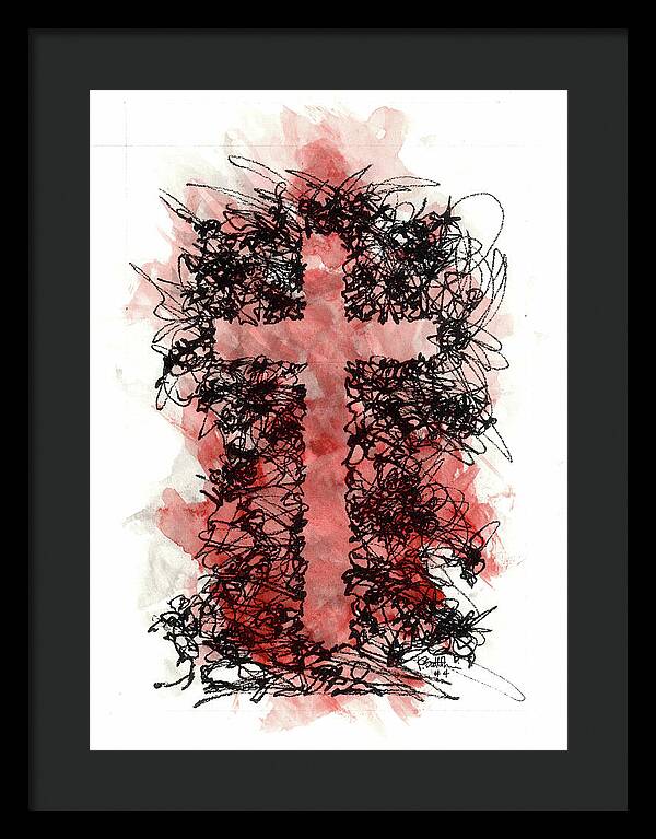 Chaos Order Cross 04 - Sorrowful Red - Framed Print