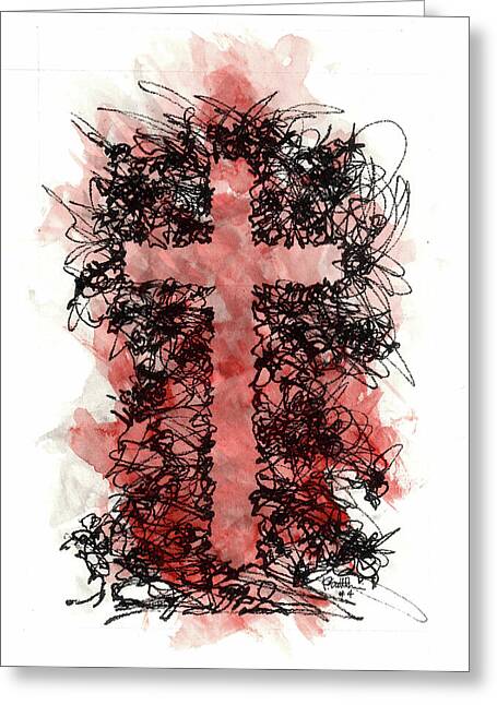 Chaos Order Cross 04 - Sorrowful Red - Greeting Card