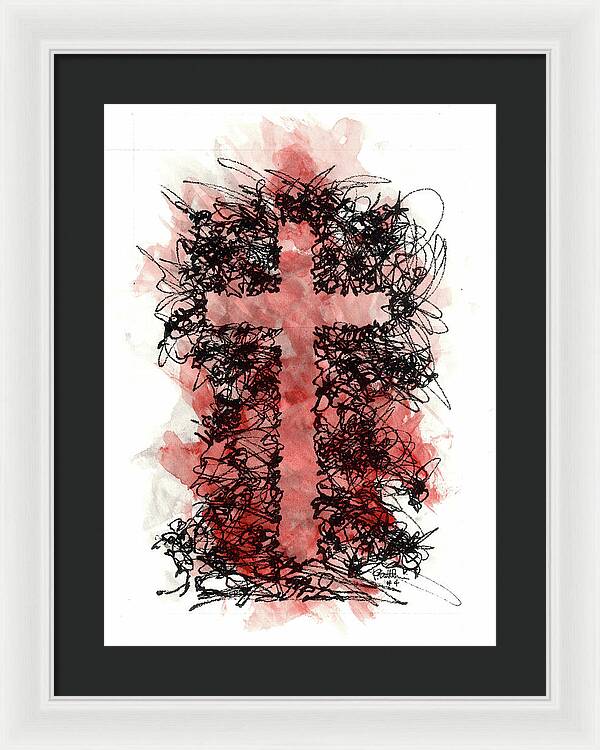 Chaos Order Cross 04 - Sorrowful Red - Framed Print