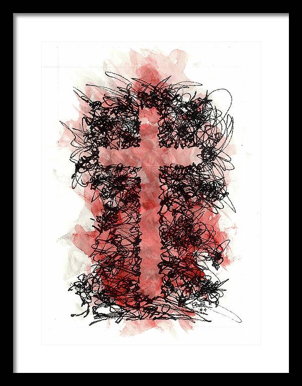 Chaos Order Cross 04 - Sorrowful Red - Framed Print