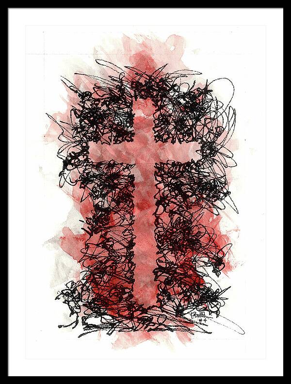 Chaos Order Cross 04 - Sorrowful Red - Framed Print