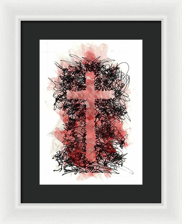 Chaos Order Cross 04 - Sorrowful Red - Framed Print