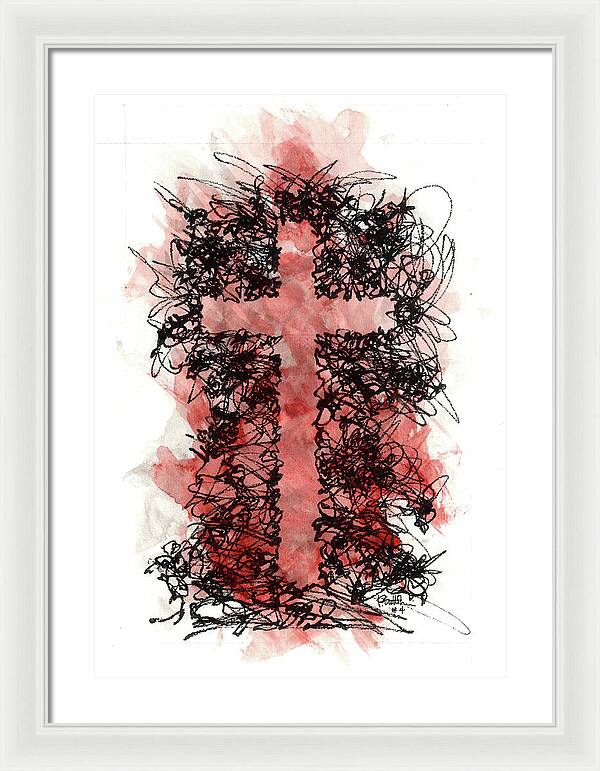 Chaos Order Cross 04 - Sorrowful Red - Framed Print