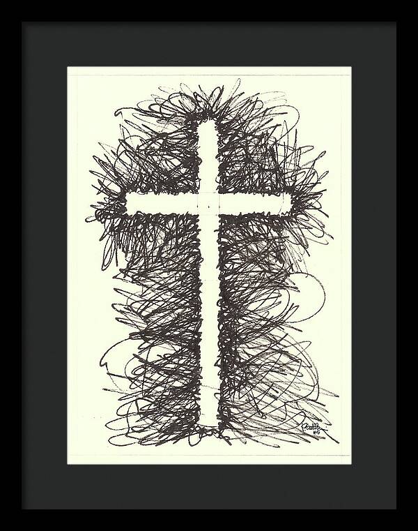 Chaos Order Cross 05 - Black and White - Framed Print