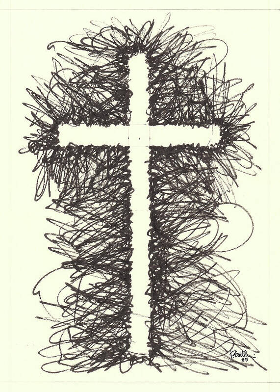Chaos Order Cross 05 - Black and White - Art Print
