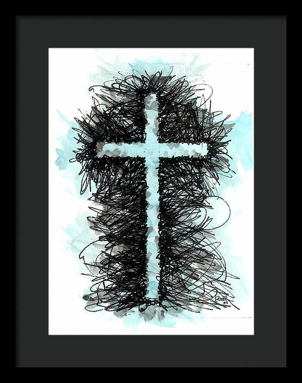 Chaos Order Cross 05 - Glorious Blue - Framed Print
