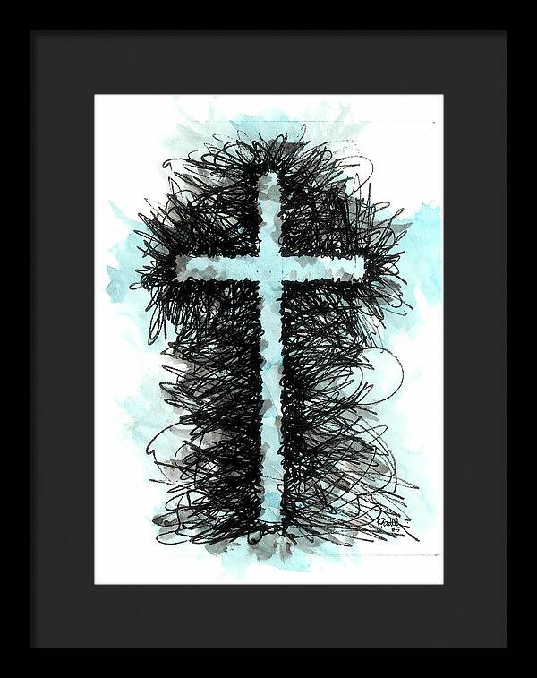 Chaos Order Cross 05 - Glorious Blue - Framed Print