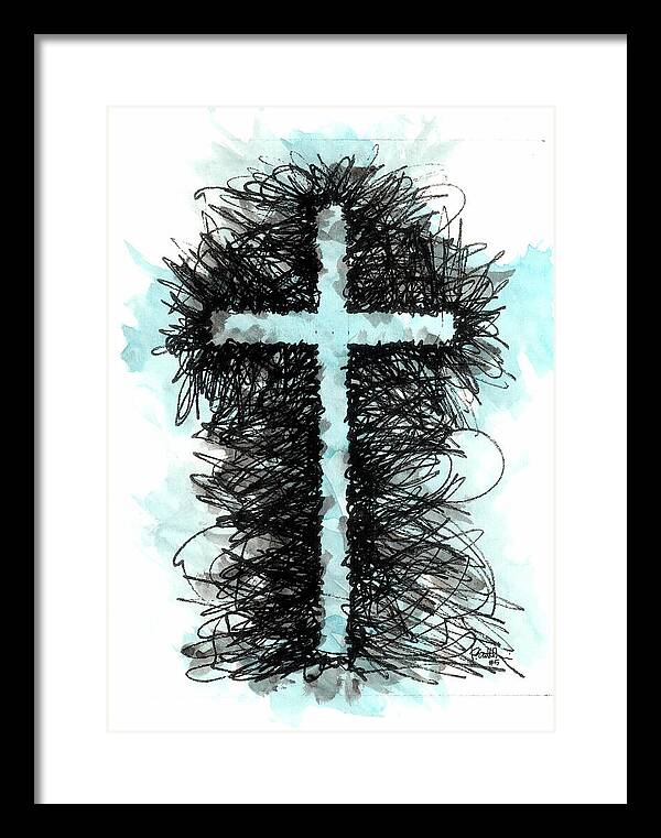 Chaos Order Cross 05 - Glorious Blue - Framed Print