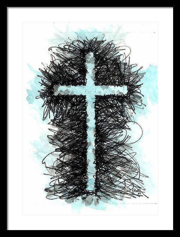 Chaos Order Cross 05 - Glorious Blue - Framed Print