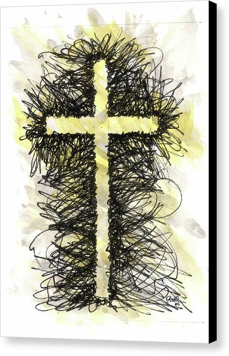 Chaos Order Cross 05 - Luminous Yellow - Canvas Print