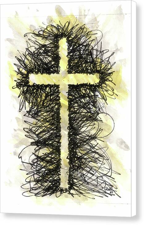 Chaos Order Cross 05 - Luminous Yellow - Canvas Print