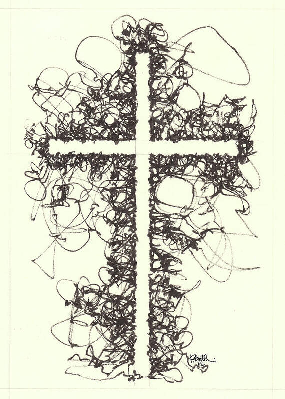 Chaos Order Cross 06 - Black and White - Art Print