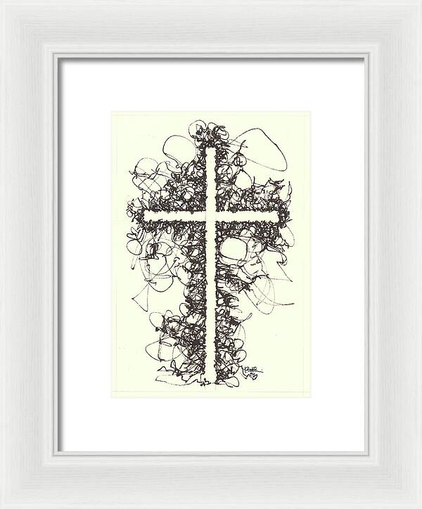 Chaos Order Cross 06 - Black and White - Framed Print