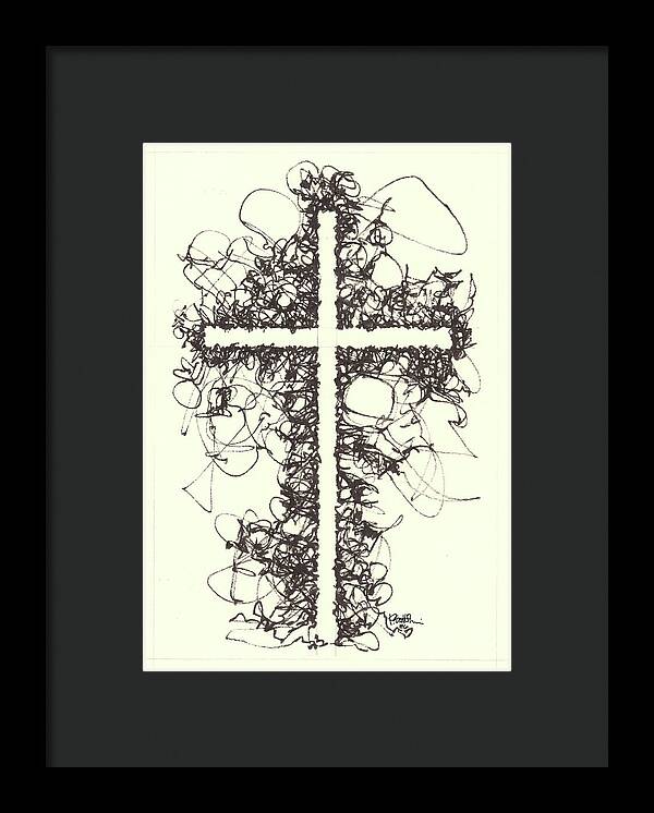 Chaos Order Cross 06 - Black and White - Framed Print