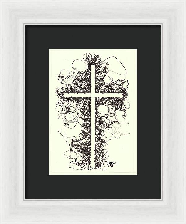 Chaos Order Cross 06 - Black and White - Framed Print