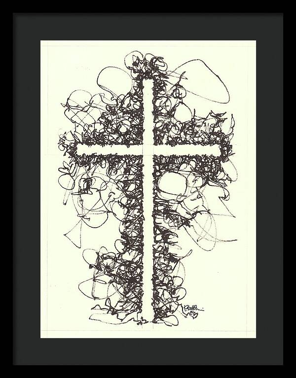 Chaos Order Cross 06 - Black and White - Framed Print
