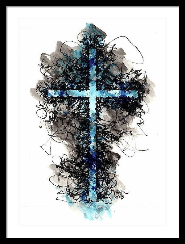Chaos Order Cross 06 - Glorious Blue - Framed Print