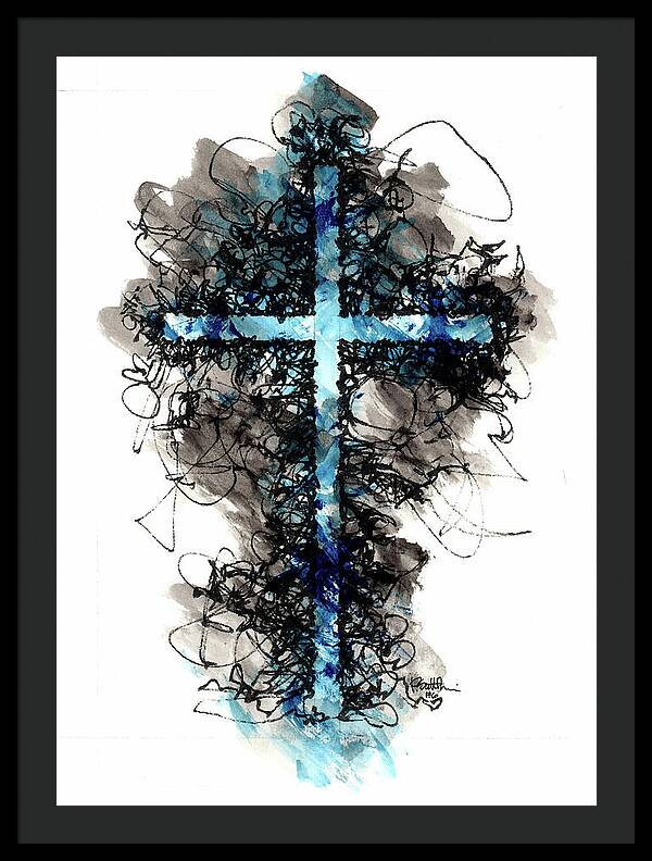 Chaos Order Cross 06 - Glorious Blue - Framed Print