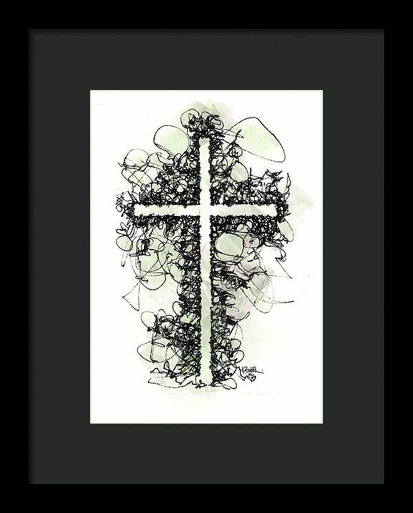 Chaos Order Cross 06 - Joyful Green - Framed Print