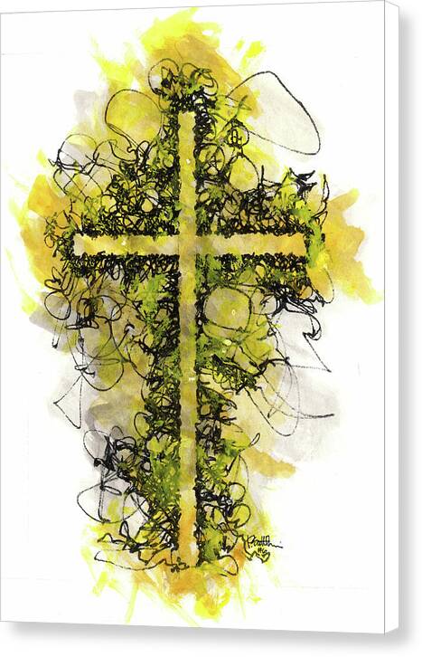 Chaos Order Cross 06 - Luminous Yellow - Canvas Print
