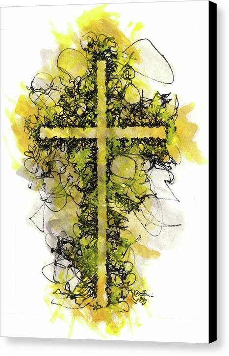 Chaos Order Cross 06 - Luminous Yellow - Canvas Print