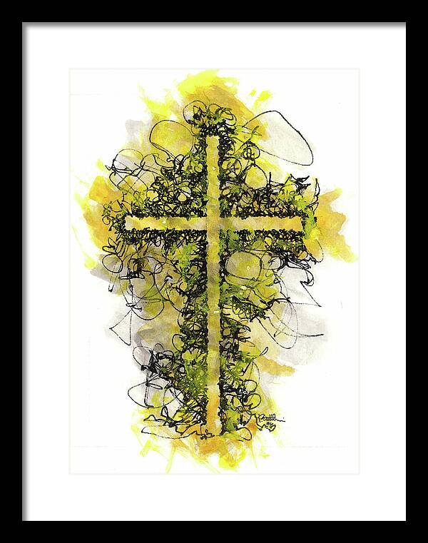 Chaos Order Cross 06 - Luminous Yellow - Framed Print