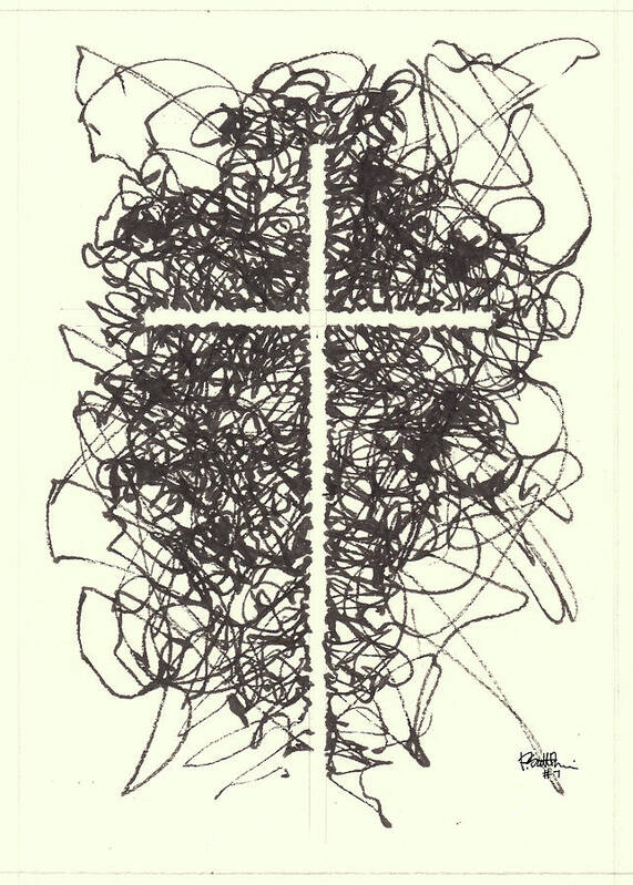 Chaos Order Cross 07 - Black and White - Art Print
