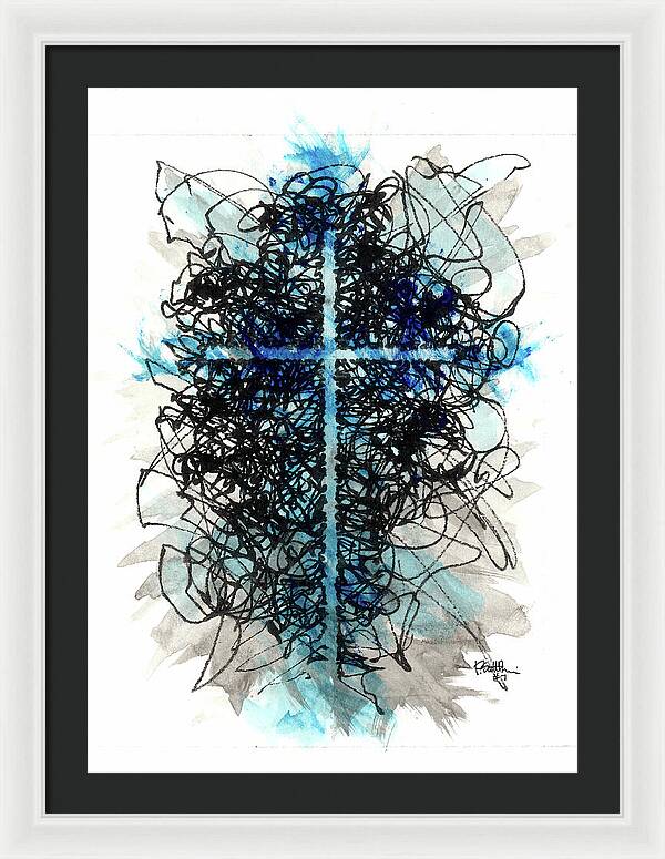 Chaos Order Cross 07 - Glorious Blue - Framed Print