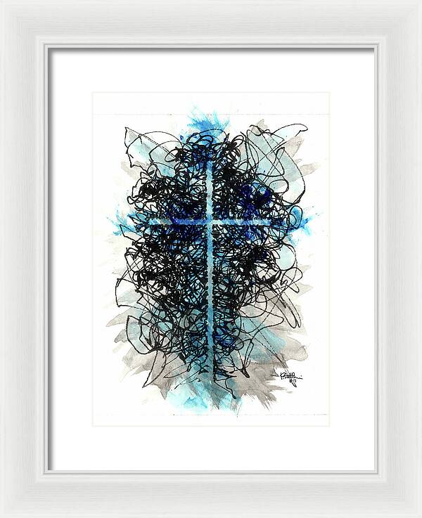 Chaos Order Cross 07 - Glorious Blue - Framed Print