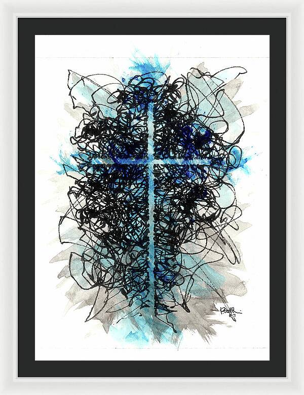 Chaos Order Cross 07 - Glorious Blue - Framed Print