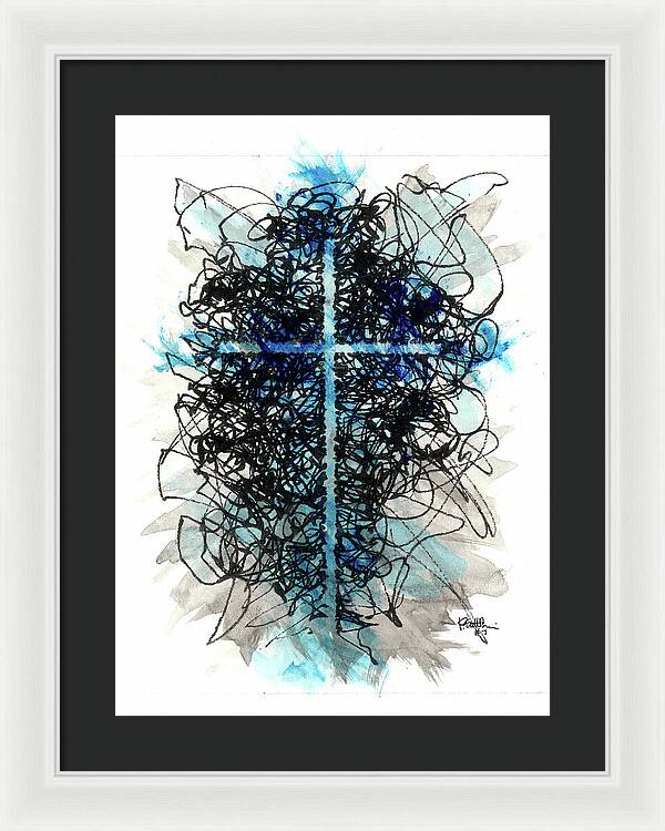 Chaos Order Cross 07 - Glorious Blue - Framed Print