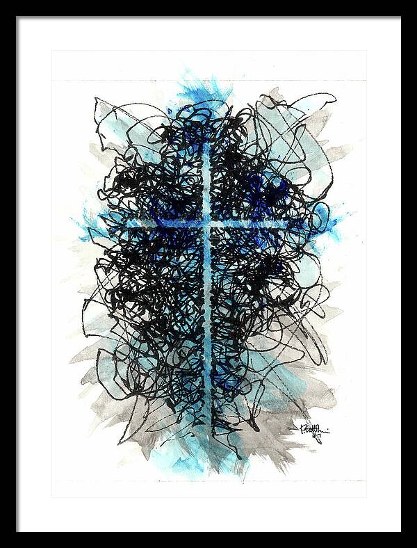 Chaos Order Cross 07 - Glorious Blue - Framed Print