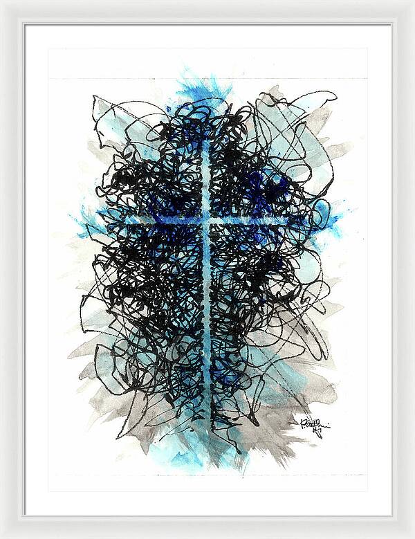 Chaos Order Cross 07 - Glorious Blue - Framed Print