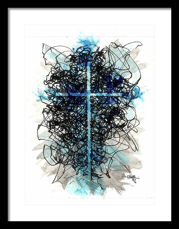 Chaos Order Cross 07 - Glorious Blue - Framed Print