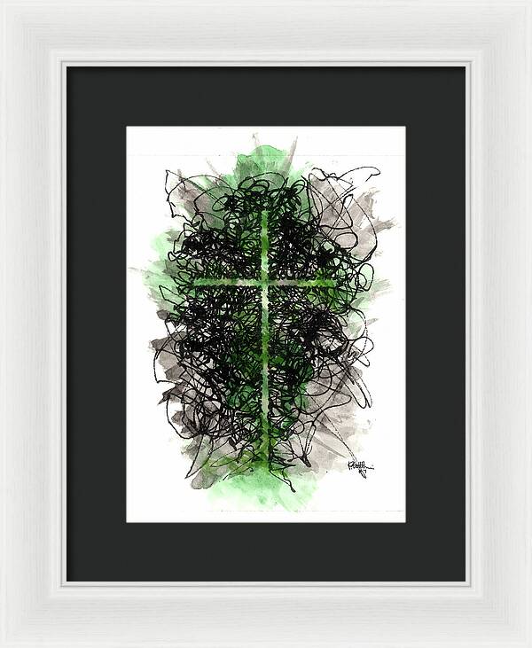 Chaos Order Cross 07 - Joyful Green - Framed Print