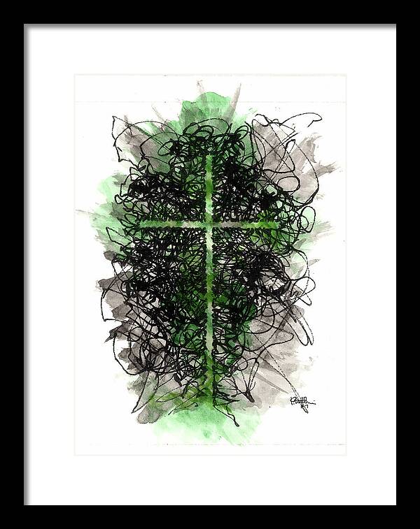 Chaos Order Cross 07 - Joyful Green - Framed Print