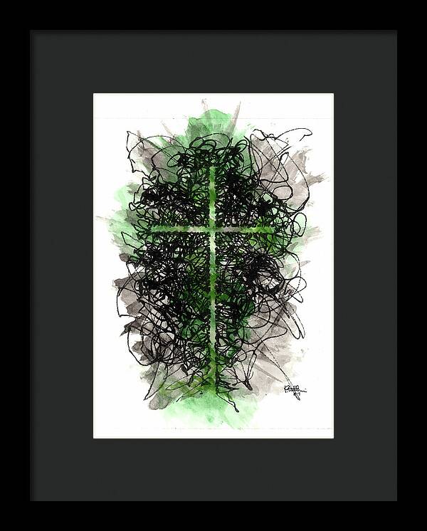 Chaos Order Cross 07 - Joyful Green - Framed Print