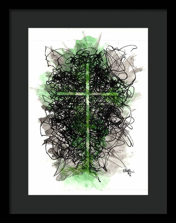 Chaos Order Cross 07 - Joyful Green - Framed Print