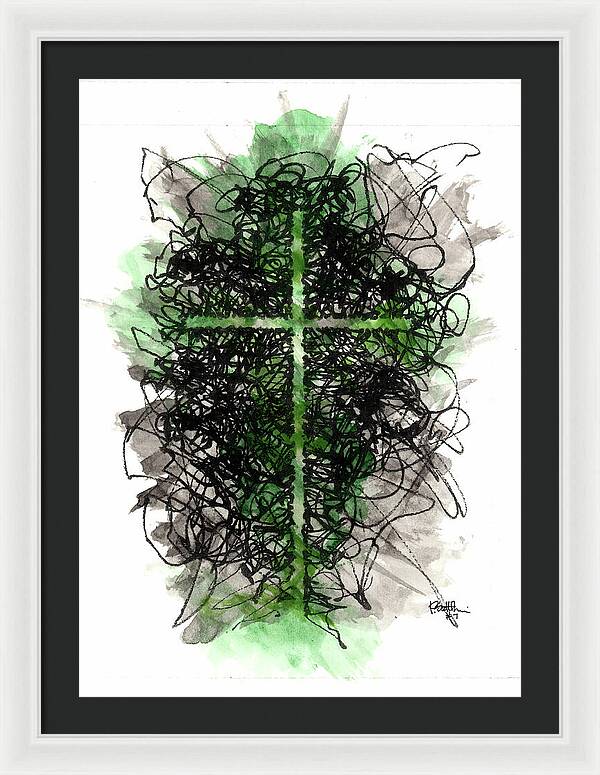 Chaos Order Cross 07 - Joyful Green - Framed Print