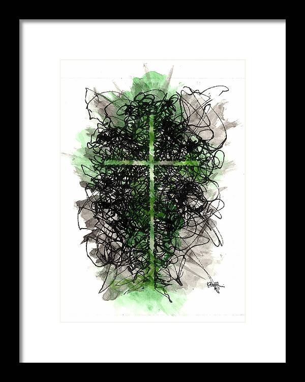 Chaos Order Cross 07 - Joyful Green - Framed Print