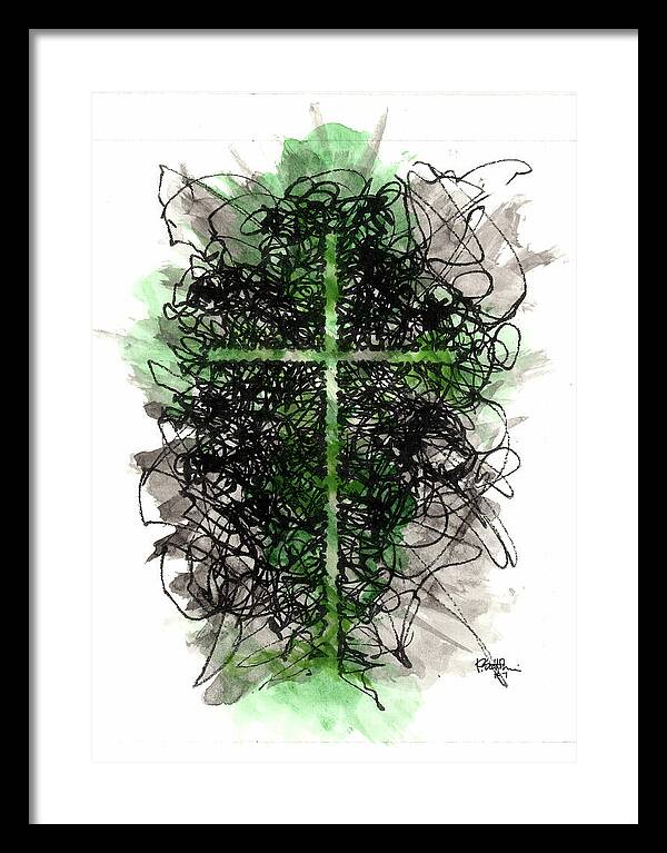 Chaos Order Cross 07 - Joyful Green - Framed Print