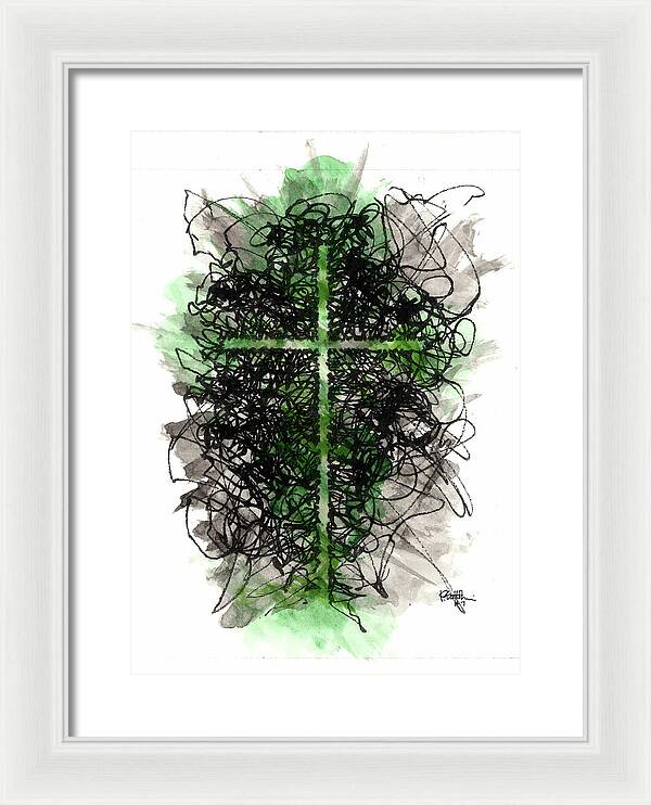 Chaos Order Cross 07 - Joyful Green - Framed Print