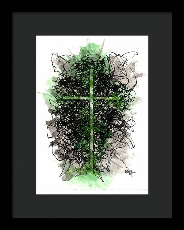 Chaos Order Cross 07 - Joyful Green - Framed Print