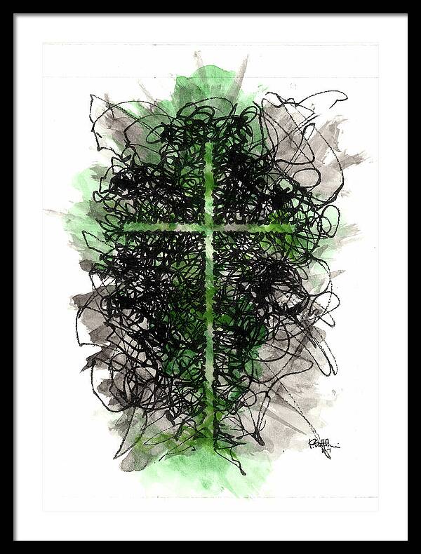 Chaos Order Cross 07 - Joyful Green - Framed Print