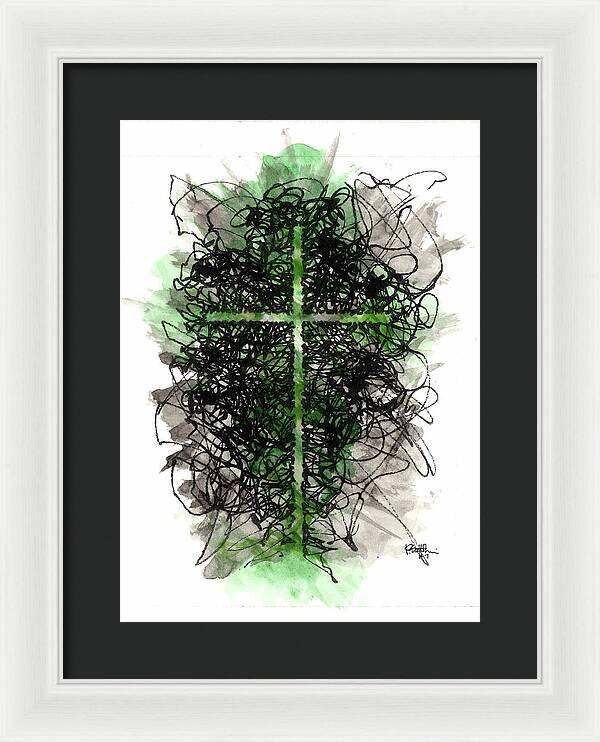 Chaos Order Cross 07 - Joyful Green - Framed Print
