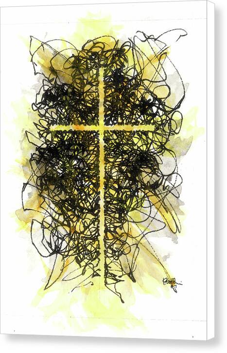 Chaos Order Cross 07 - Luminous Yellow - Canvas Print